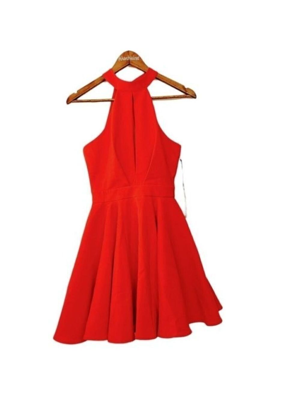 Lulus Smile Sweetly Coral Red Keyhole Skater Dress S NWT